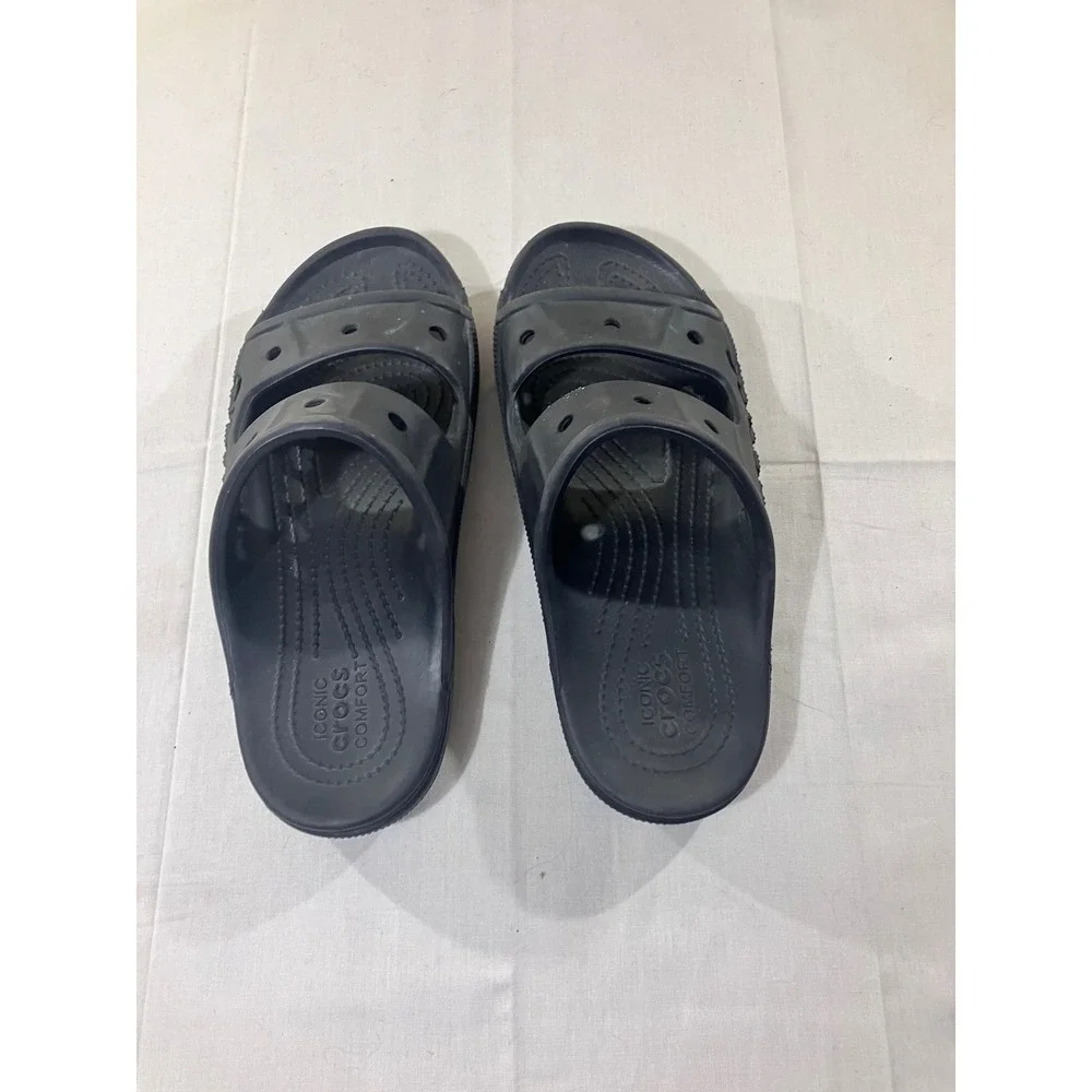 Crocs Classic Two Strap Slides Black M 6‎ W 8 Comfort Sandals Unisex